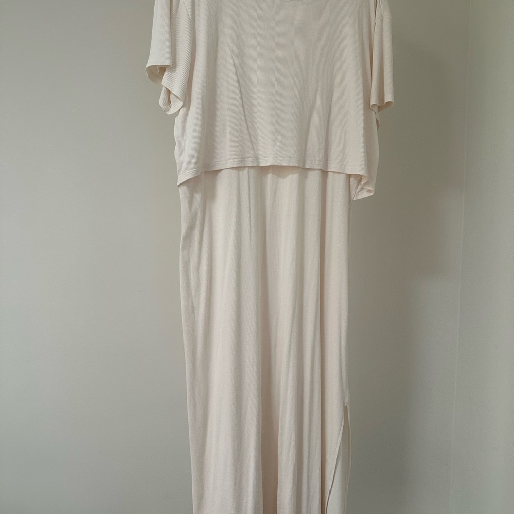 Mama Before and After Ribbed Cotton Maxi Dress